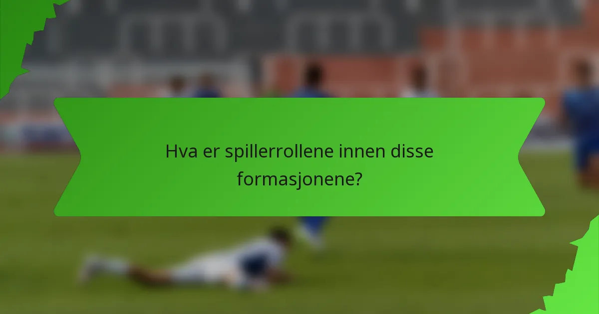 Hva er spillerrollene innen disse formasjonene?
