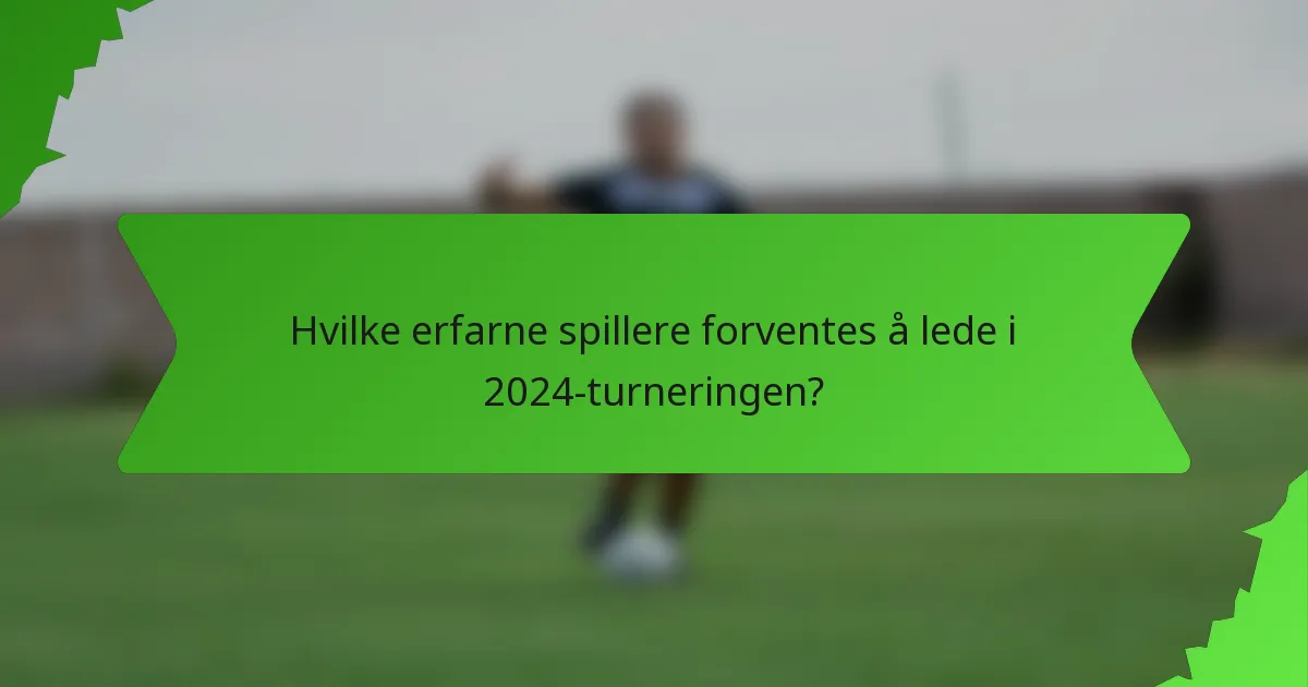 Hvilke erfarne spillere forventes å lede i 2024-turneringen?